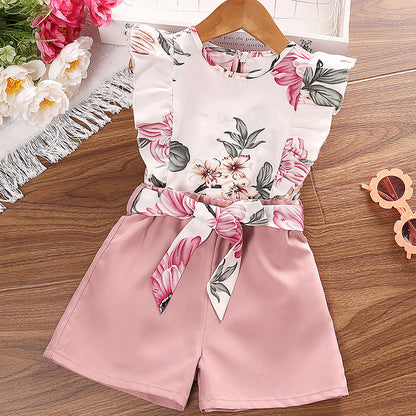 GIrls Floral or heart shaped Summer Printed Halter Top with Shorts