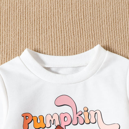 Pumpkin Season Long Sleeve Sweater Bell-bottom Halloween Pants Set