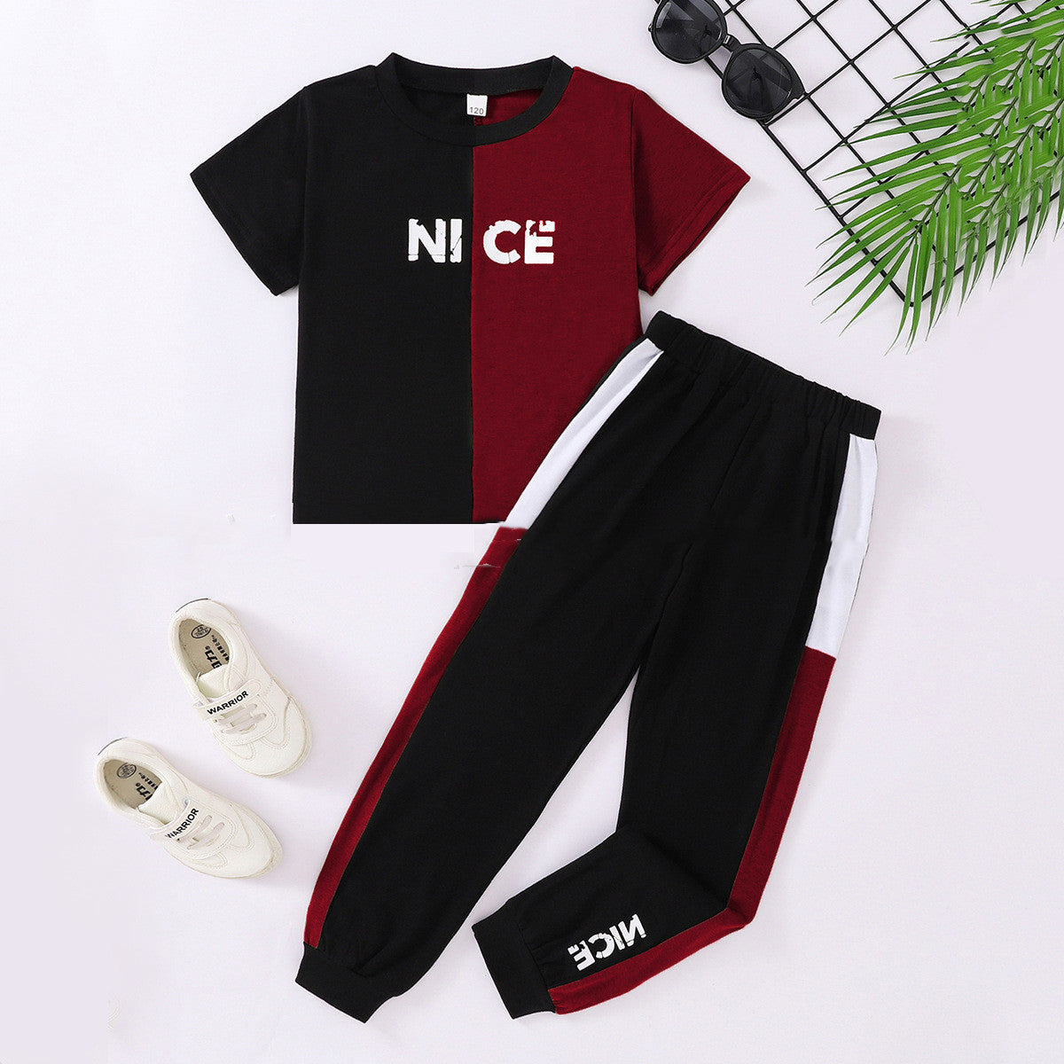 Kids Nice Short Sleeve T-Shirt with Jogging Pants Set