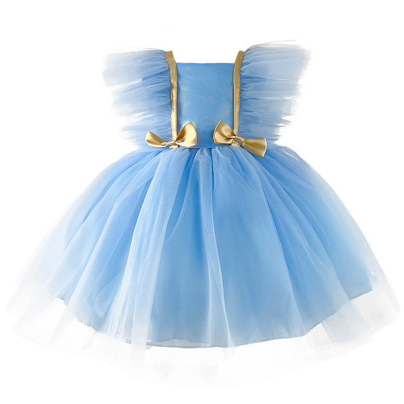 Girls' Princess Dress With Flying Sleeves And Waist