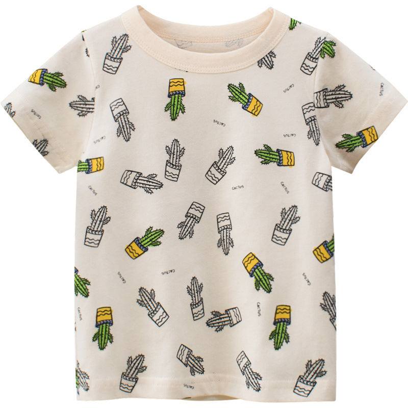 Kids Summer Cactus Short Sleeve Comfortable Cotton T-Shirt