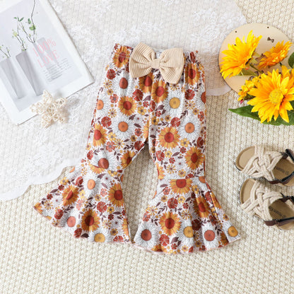 Baby Girl Casual Floral Bell Bottom Fashion Two-piece Set