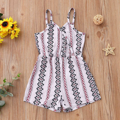 Children's Casual Pattern Striped Overalls Jumpsuit