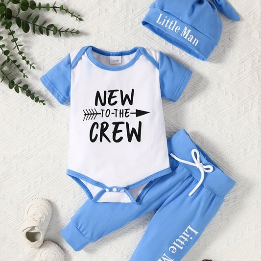 New Baby Boy to the Crew 3 piece set