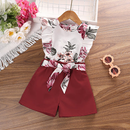 GIrls Floral or heart shaped Summer Printed Halter Top with Shorts