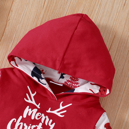 Baby Clothes Christmas Printed Pullover Hoodie Two-piece Set