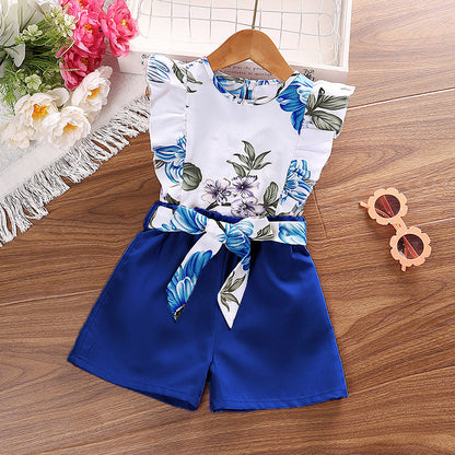 GIrls Floral or heart shaped Summer Printed Halter Top with Shorts