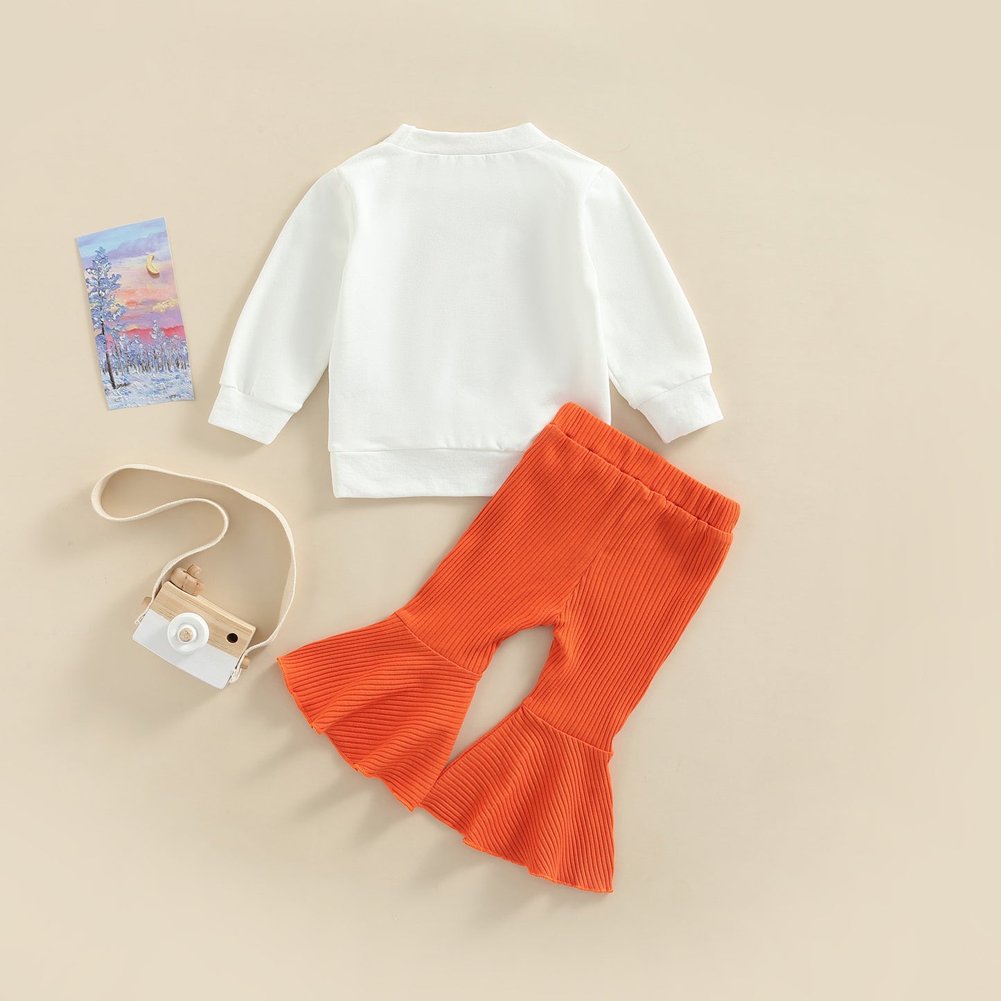 Girls Pumpkin Pie Sweater with Orange bell bottoms