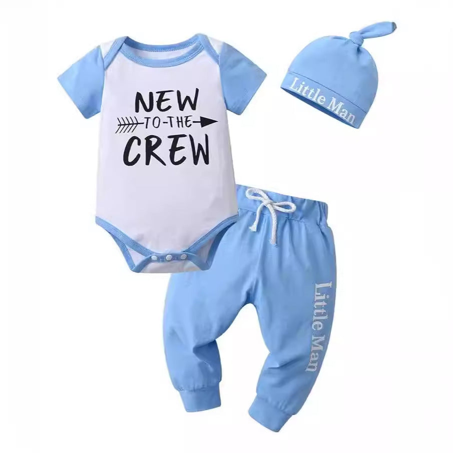 New Baby Boy to the Crew 3 piece set