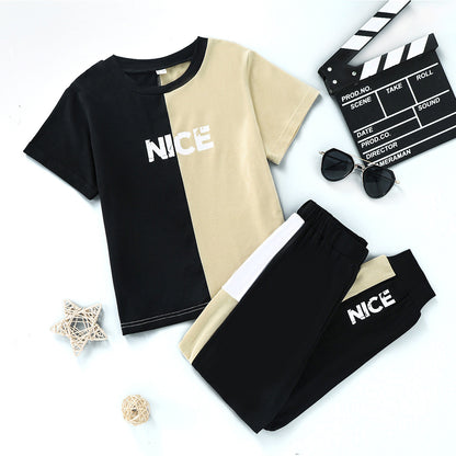 Kids Nice Short Sleeve T-Shirt with Jogging Pants Set