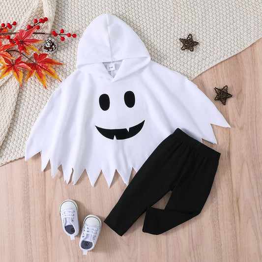 Children's Halloween Day Ghost Top with Black Leggings Costume