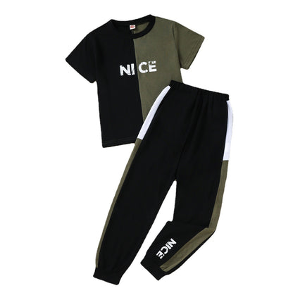 Kids Nice Short Sleeve T-Shirt with Jogging Pants Set