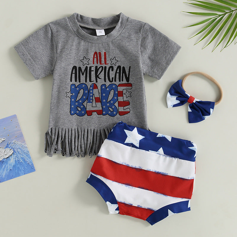 Summer Infant Toddler All American Tassel Top Striped Shorts