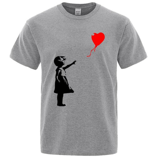 Balloon Heart Kids Digital Printing  Round Neck Short Sleeves T-shirt