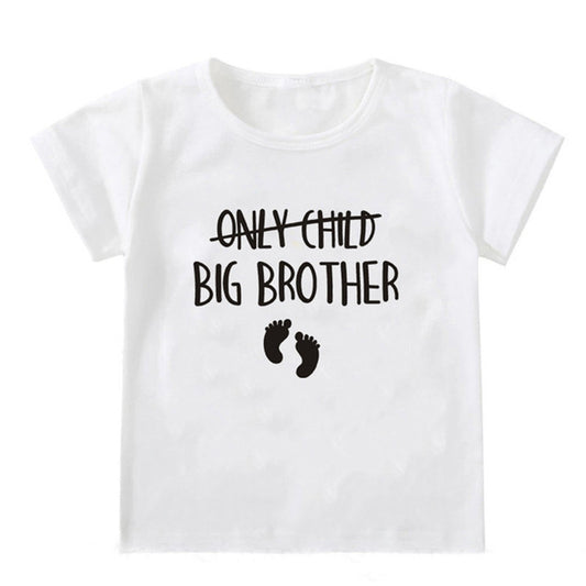 Boys Short Sleeve Brother Round Neck White T-shirt