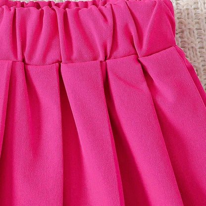 Girls Cheer Beautiful Halter Top With Pleated Skirt Set