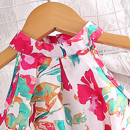 GIrls Floral or heart shaped Summer Printed Halter Top with Shorts