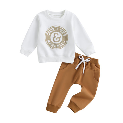 Kids Chicken Hugs Letter Printed Top And Pants Set