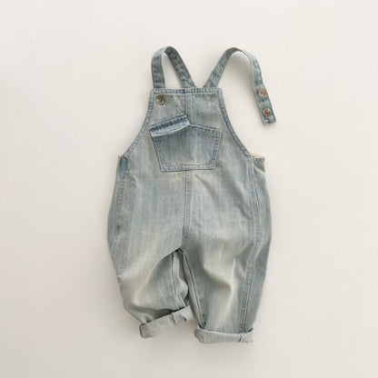 Boys And Girls  Retro One-piece Soft Jeans Casual Jumper