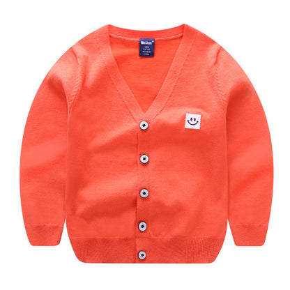 Kids Casual Solid Color Cardigan