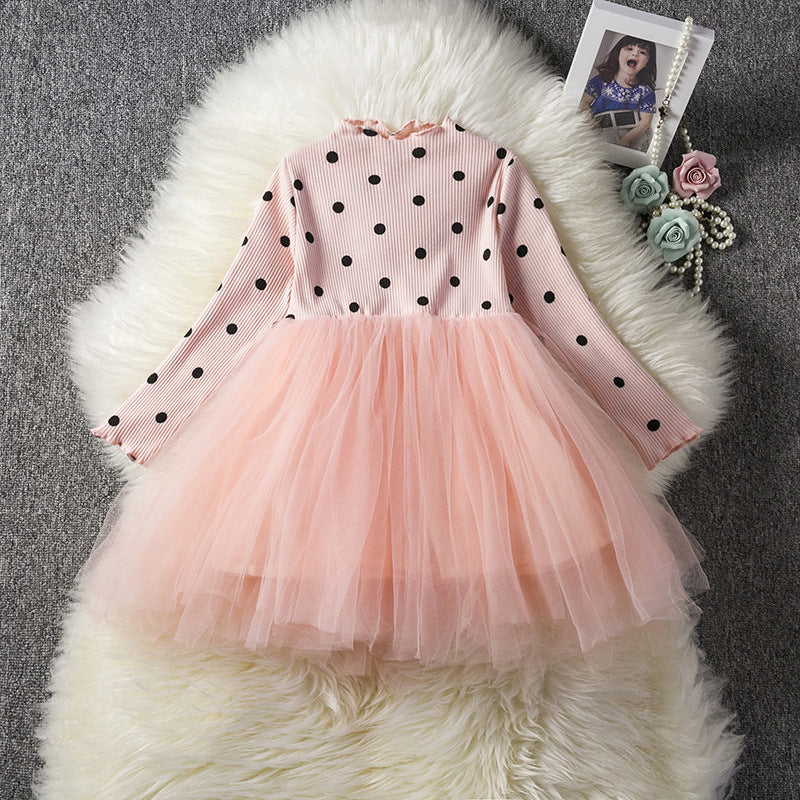 Girls long Sleeve Polka Dot Top  with TuTu Dress