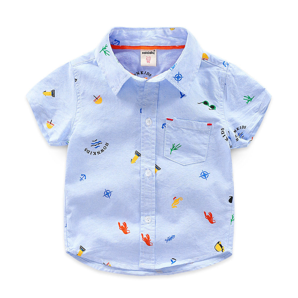 Boys short sleeve Printed collar shirt