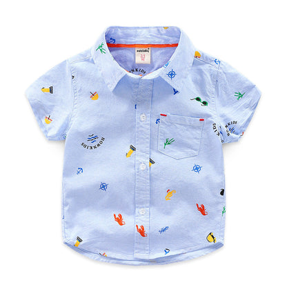 Boys short sleeve Printed collar shirt