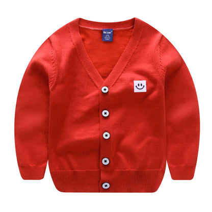 Kids Casual Solid Color Cardigan