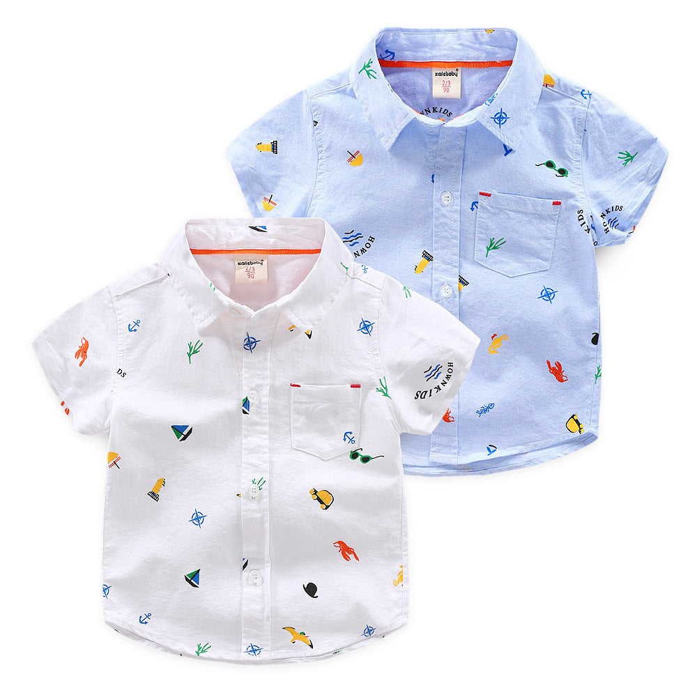 Boys short sleeve Printed collar shirt