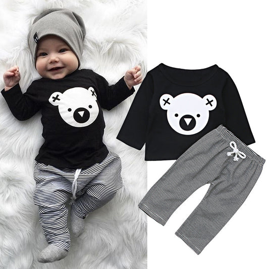 Koala Top Striped Pants Two Piece Set