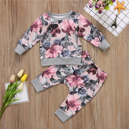 Leisure Flower Printing Baby Girl Set