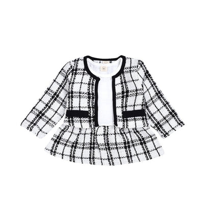 Long-sleeved Dress Two-piece Baby Girl Plaid Suit