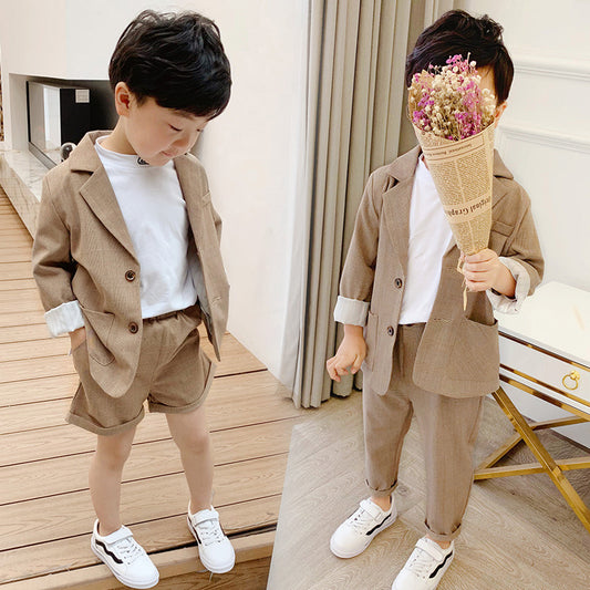 Kids Winter and summer Casual Khaki 2 Piece Suit Set