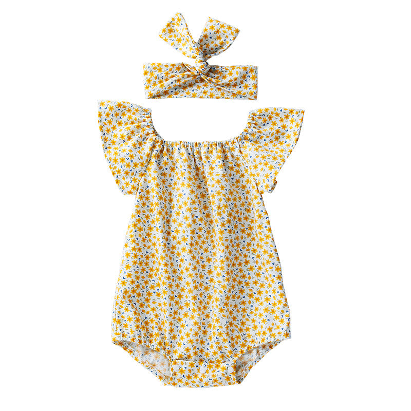 Infant Floral Romper Hair Accessories Set