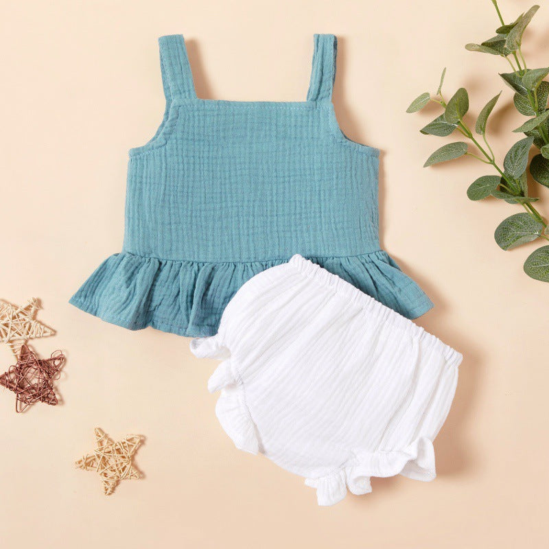 Linen Cotton Kids Summer Two piece Set