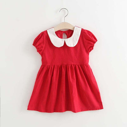 Girls Bow Princess Dress With Pleats And Fashion Collar