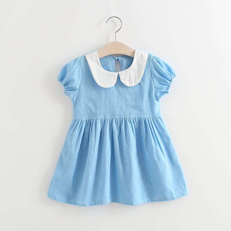 Girls Bow Princess Dress With Pleats And Fashion Collar