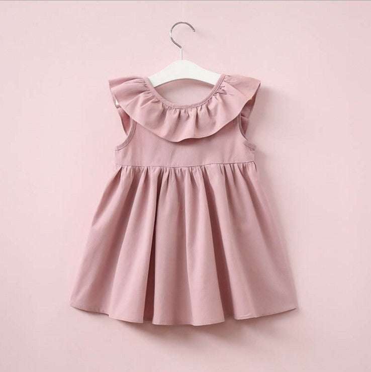 Girls Bow Princess Dress With Pleats And Fashion Collar