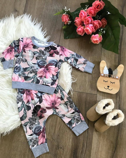 Leisure Flower Printing Baby Girl Set