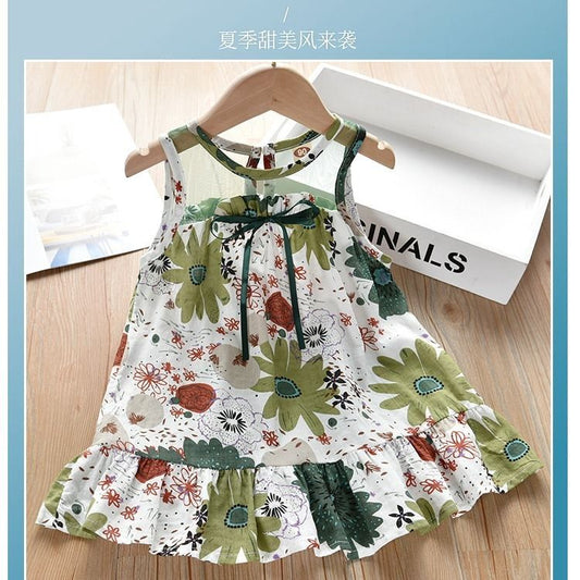 Little Girls Floral Vest Knit Dress