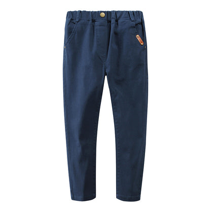 Children's Stretch Cotton Trousers Slim-Fit Middle-Aged Boys