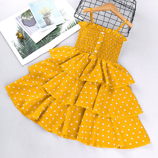 Girls Elegant Hello Polka Dot Dress