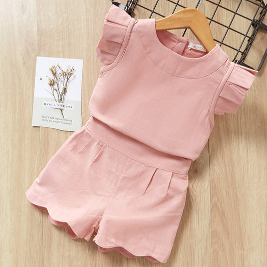 Girls Shirt Shorts Suit Set