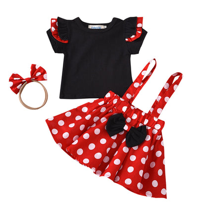 Girls Short Sleeve Cute Design 3pc Set