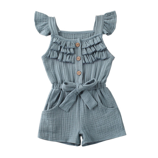 Linen Toddler Girl Romper