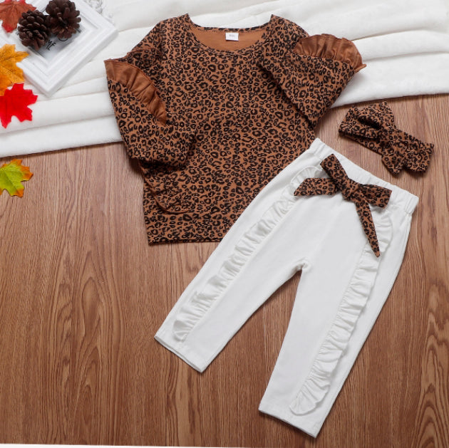 Toddler Girls Clothes Cheetah Tops White Pants