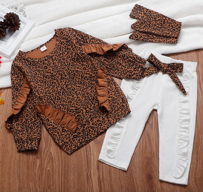 Toddler Girls Clothes Cheetah Tops White Pants