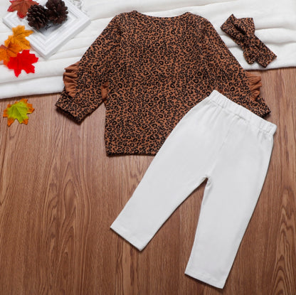 Toddler Girls Clothes Cheetah Tops White Pants