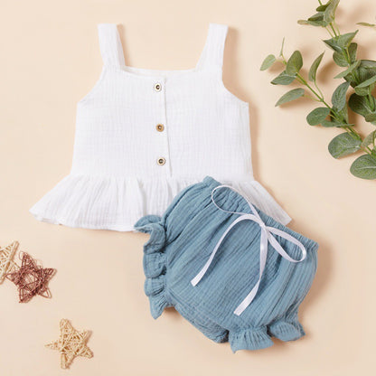 Linen Cotton Kids Summer Two piece Set