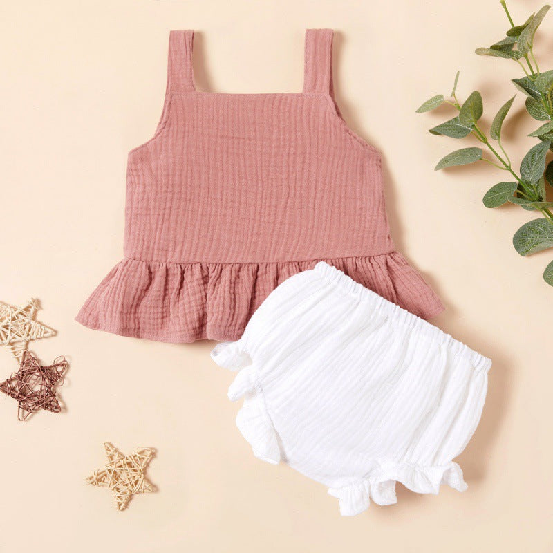 Linen Cotton Kids Summer Two piece Set